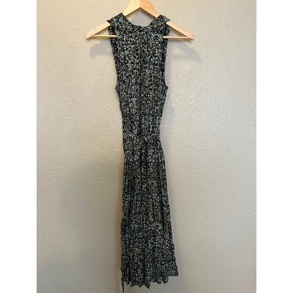 J.Crew Women's Floral Midi Dress size 6 Belted Green Blue Drapey Fall Garden - Picture 4 of 11